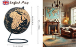 Topglobe Cork Globe 14cm Pinnable, Pins Included, Natural Cork Black