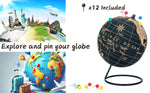 Topglobe Cork Globe 14cm Pinnable, Pins Included, Natural Cork Black