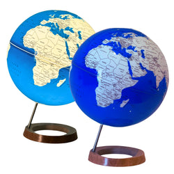 Exerz Illuminated World Globe 33cm diameter Wooden Base - 2 in 1 Light up Globe  - Sapphire