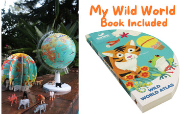 EXERZ 20cm Globe with a Book “My Wild World” 16-Page