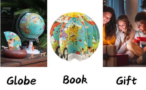 EXERZ 20cm Globe with a Book “My Wild World” 16-Page