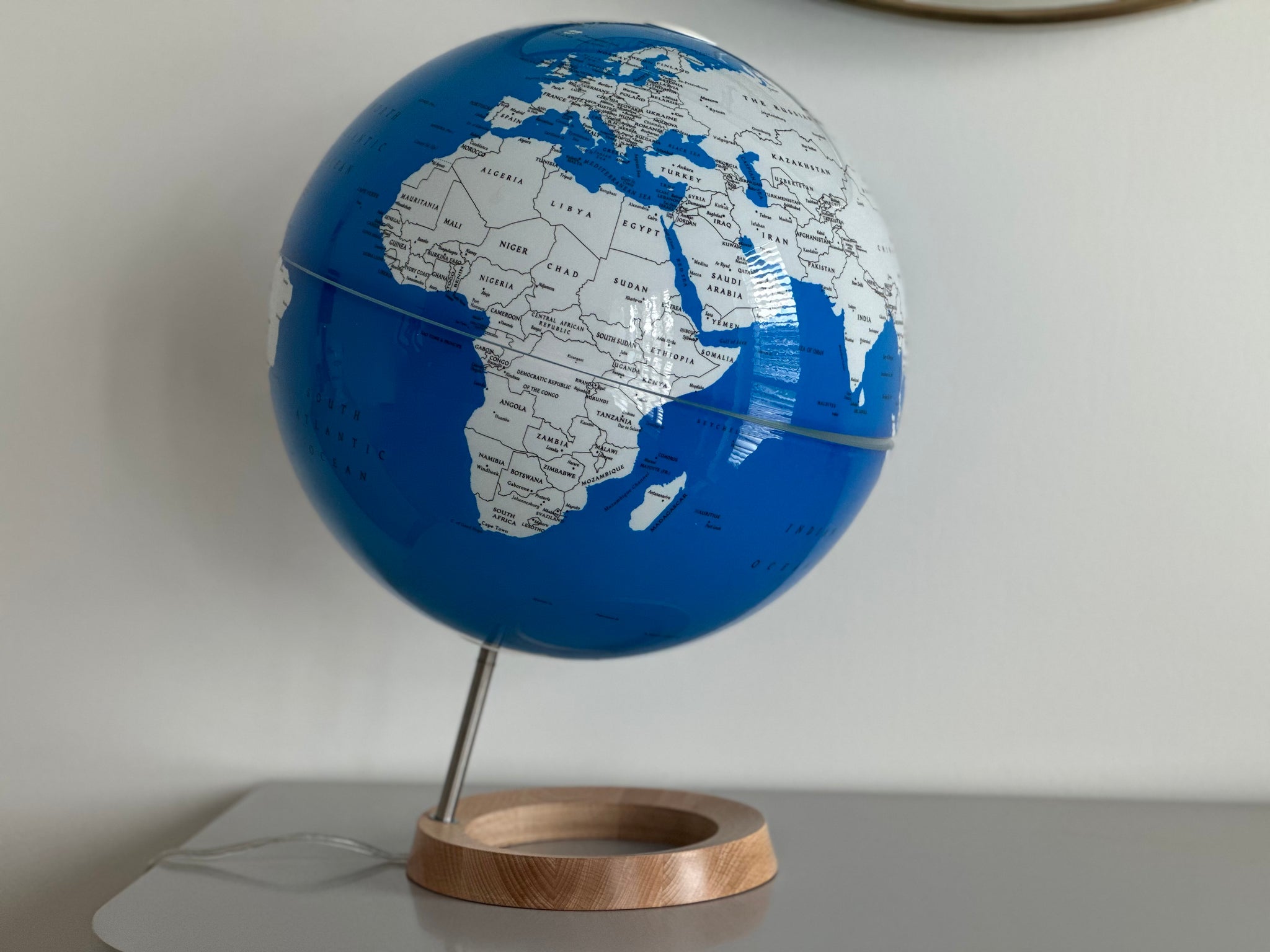 Exerz Illuminated World Globe 33cm diameter Wooden Base