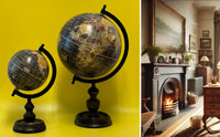 EXERZ 20cm Vintage Globe Black with a Wooden Base, Handcrafted