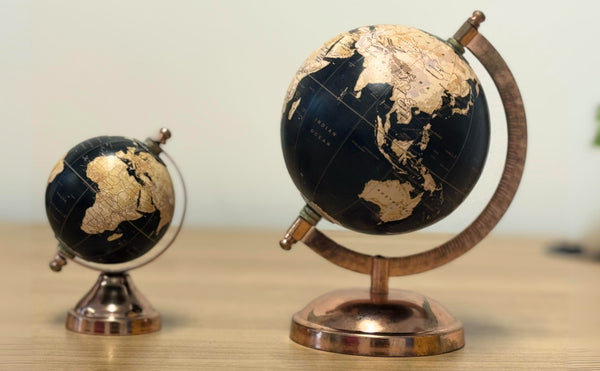 EXERZ 13cm Globe with Bronze Base, Handcraft Decorative Globe