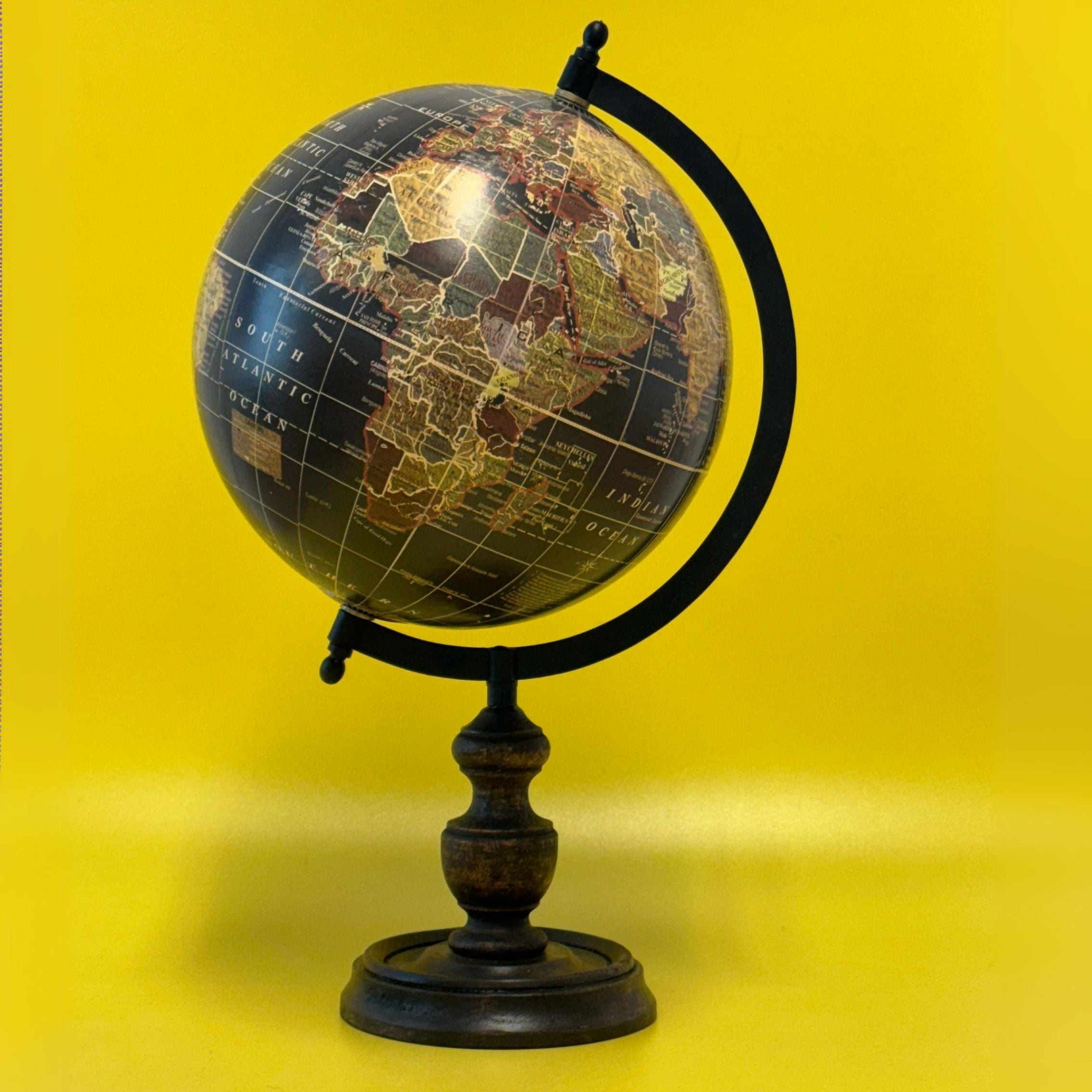 Globe Antique 20 Cm Avec Base Métal EXERZ - Décoration Bureau, éducatif, Vintage, Fait Main - 4