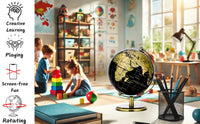 TOPGLOBE 14cm Globe Black & Golden, Mini World Globe