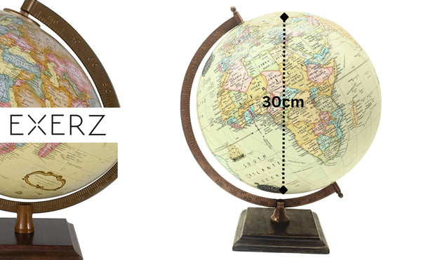 EXERZ 30cm Desktop Antique Globe, Handcraft Earth Globe