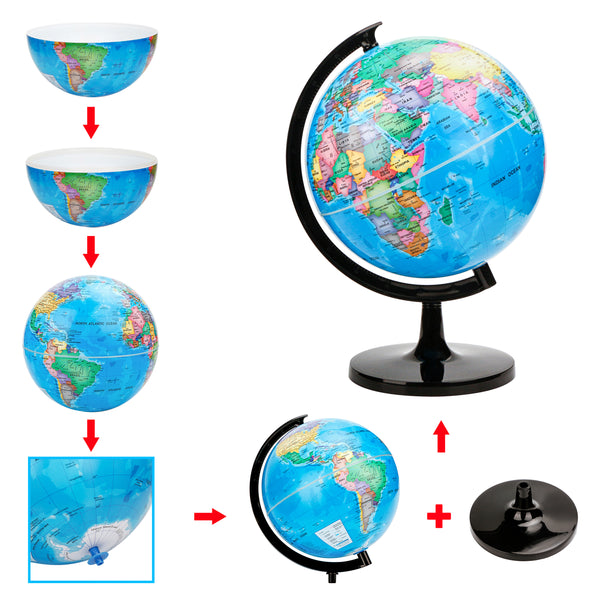 Exerz 25cm Educational World Globe - Self Assembled