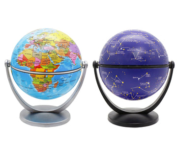 10cm Mini Globes 2PCS Set: 1 x Political, 1 x Constellations: Educational globe
