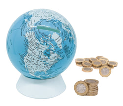 13cm Money Box Globe/ Piggy Bank - Blue