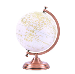 20cm World Globe Golden Colour - Metal Arc and Base - Spanish