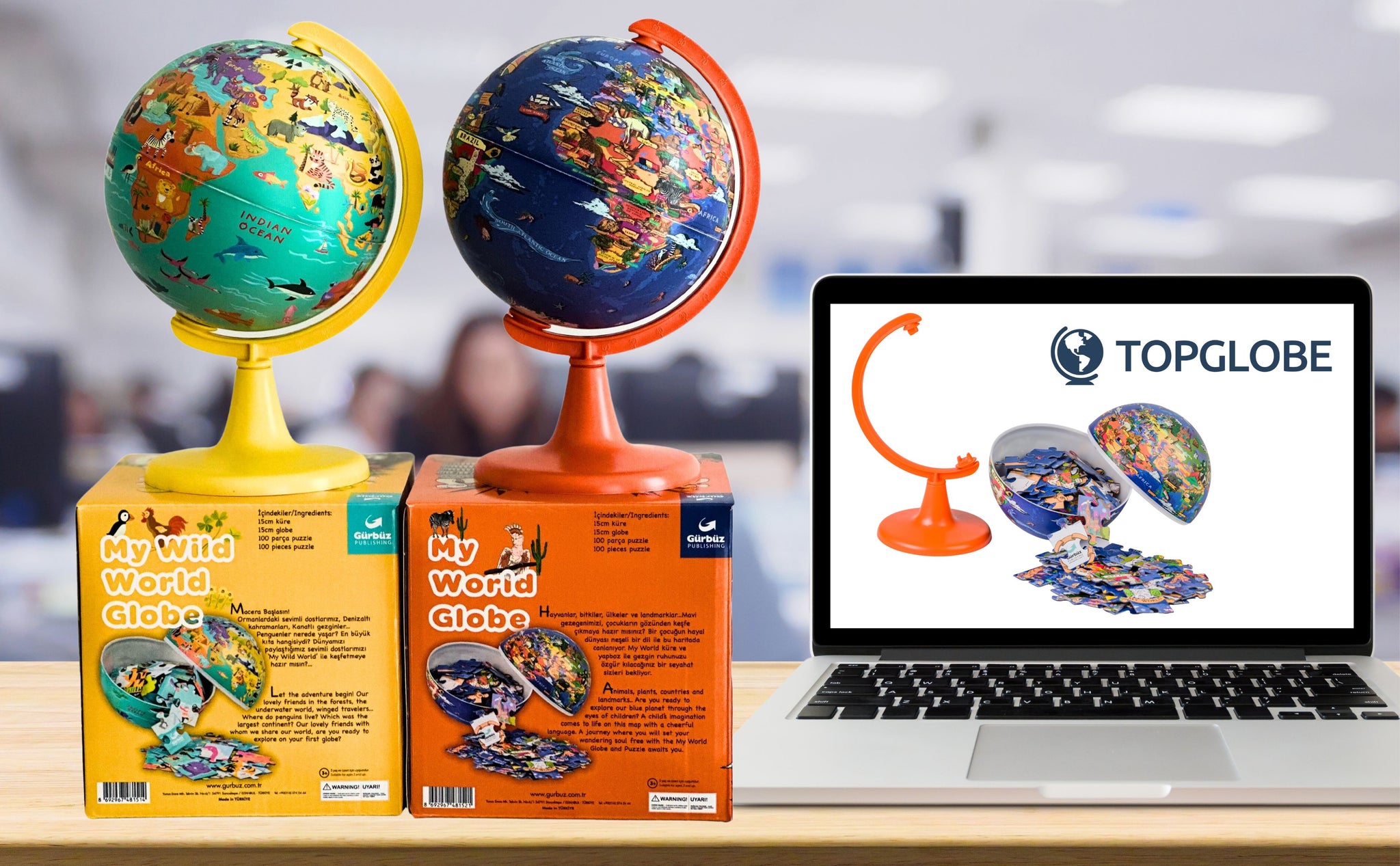 TOPGLOBE 15CM Educational Globe with 100pc Puzzles | Topglobe