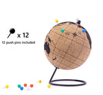 Exerz 14cm Natural Cork Globe 12 Push Pins Included (Natural Cork) - Topglobe