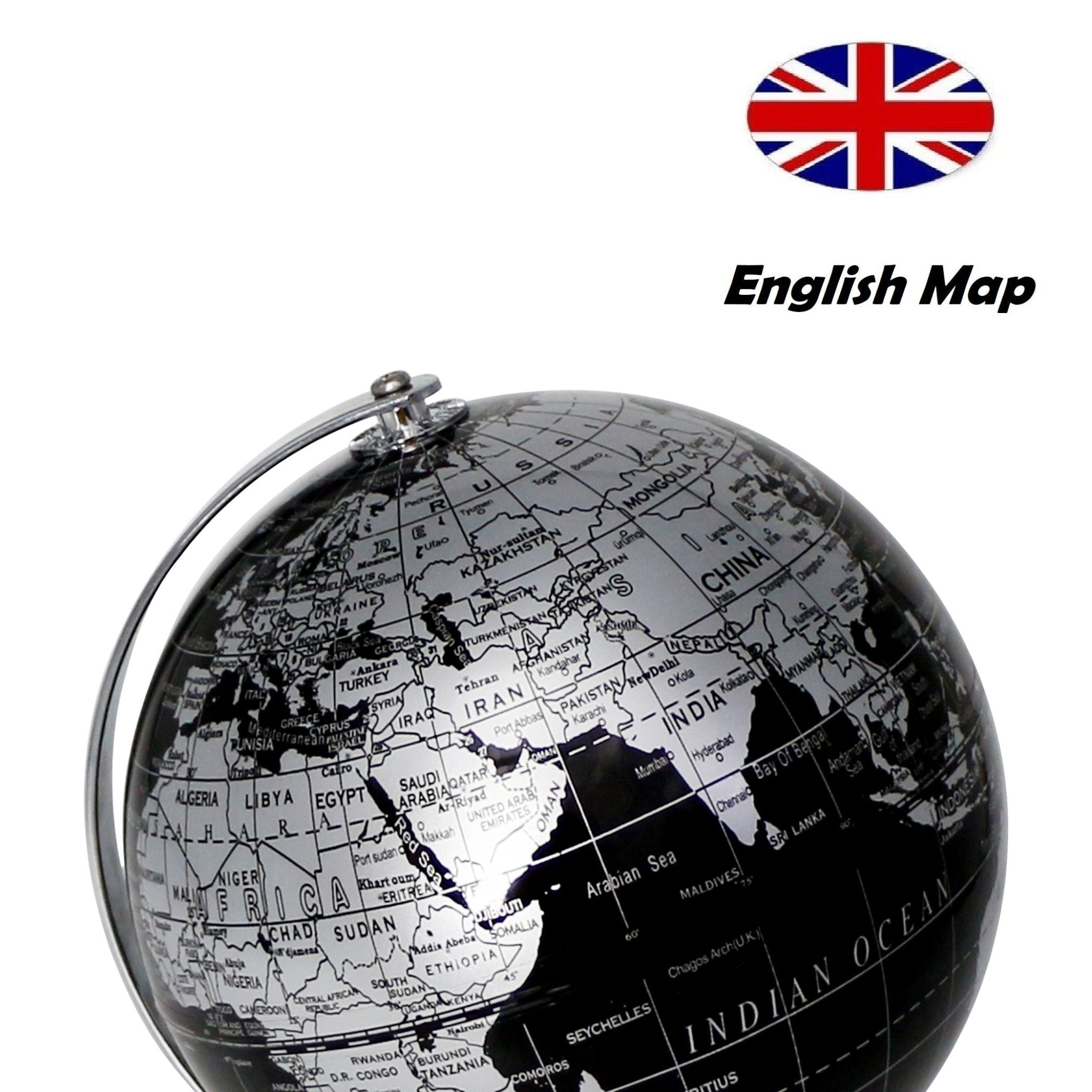 Exerz 14cm Metallic Black World Globe | Topglobe