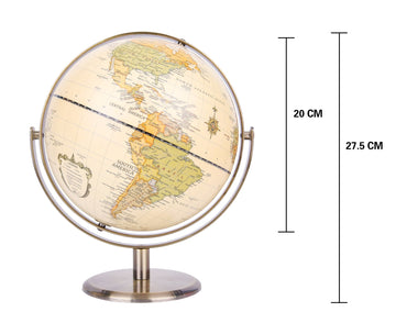 Exerz 20cm Antique Globe Metal Arc and Base Bronzed  - All direction 360° - Modern Map in Antique Look