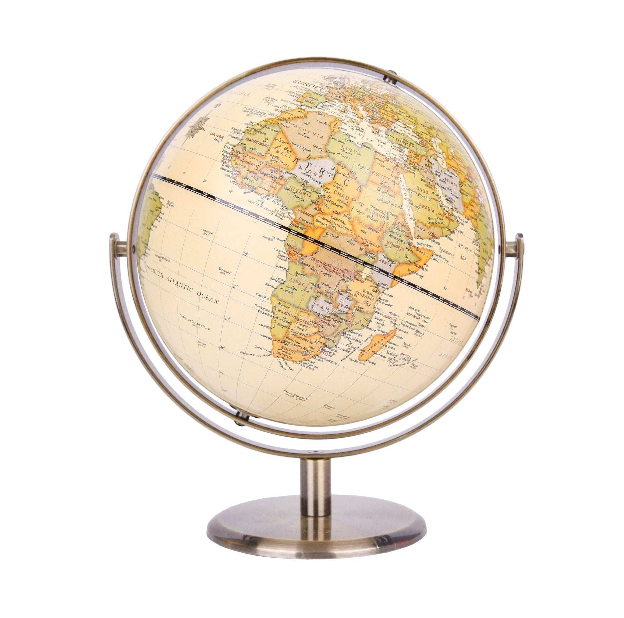 Exerz Globe Terrestre 14cm - Carte en Anglais - Mini Globe Antique