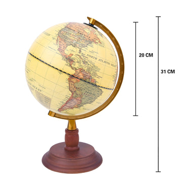 Exerz 20cm Antique Globe With a Wood Base