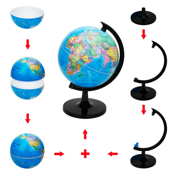 Exerz 20cm Educational World Globe - Self Assembled - Topglobe