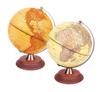Exerz 20cm Illuminated Antique Globe Wooden Stand - 2 in 1 Light up LED Lamp - Topglobe