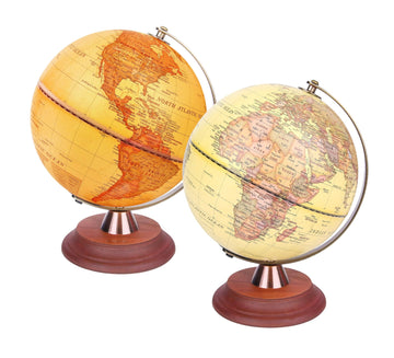 Exerz 20cm Illuminated Antique Globe Wooden Stand - 2 in 1 Light up LED Lamp