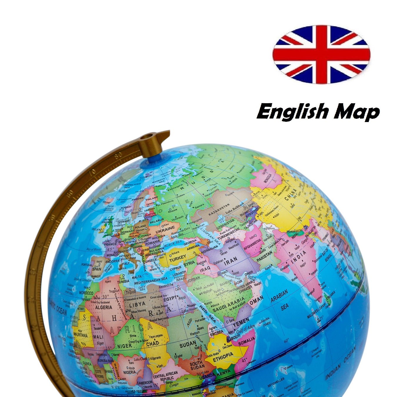 Exerz 20cm World Globe - White & Golden | Topglobe