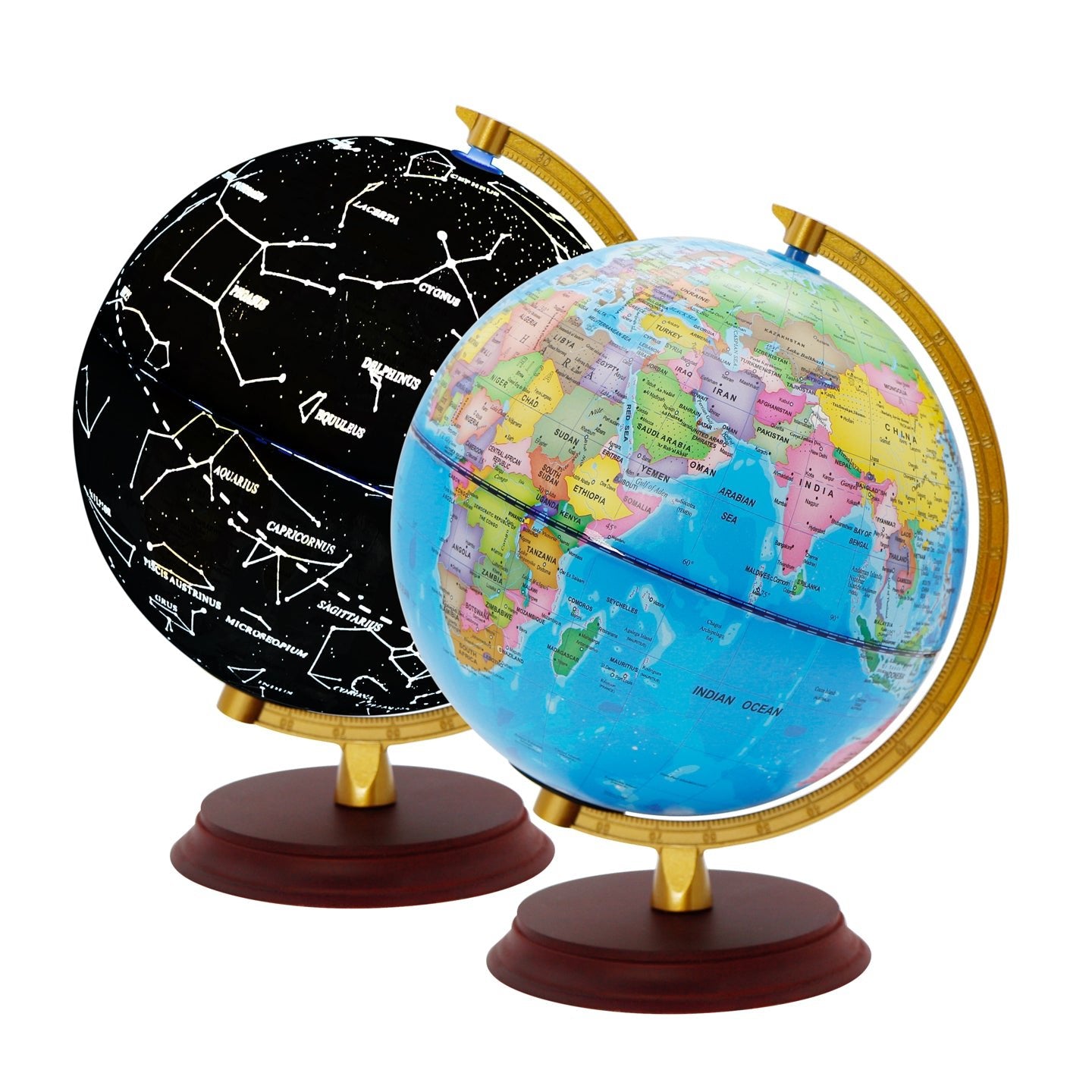 Exerz 20cm Illuminated World Globe Wooden Base - Political