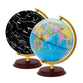 Exerz 20cm Illuminated World Globe Wooden Base - Political Map (Day) Constellation (Night)