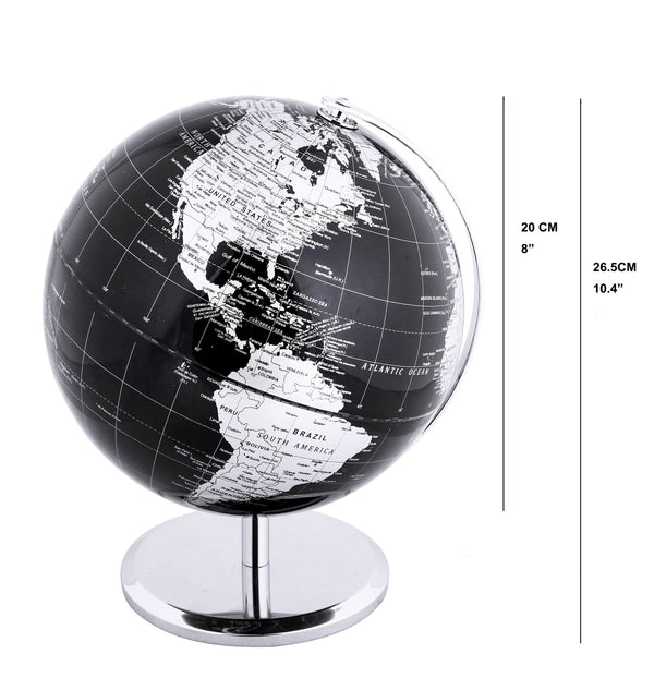 Exerz 20cm World Globe - Metallic Black - Topglobe