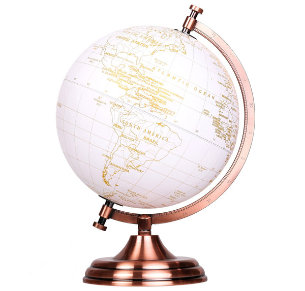 Exerz 20cm World Globe - White & Golden - Topglobe