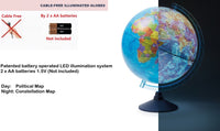 Exerz 21cm Illuminated AR World Globe Political/ Constellation - Topglobe
