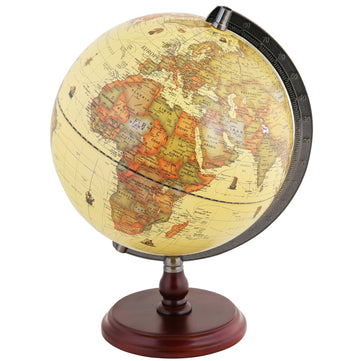 Exerz 25CM Antique World Globe With A Wood Base - Modern Map in Antique Look