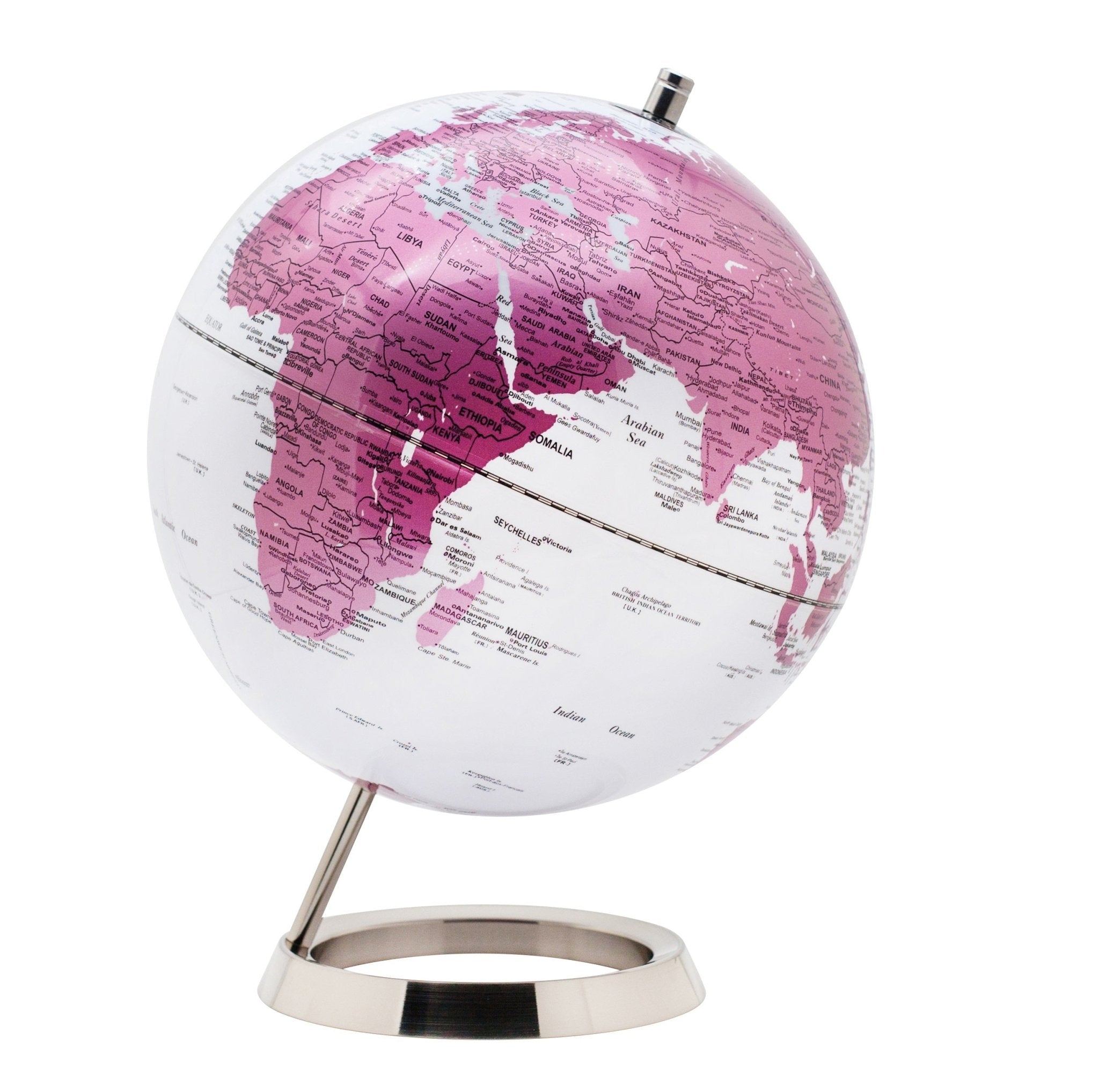 Exerz 25CM Pink World Globe with Stainless Steel Base