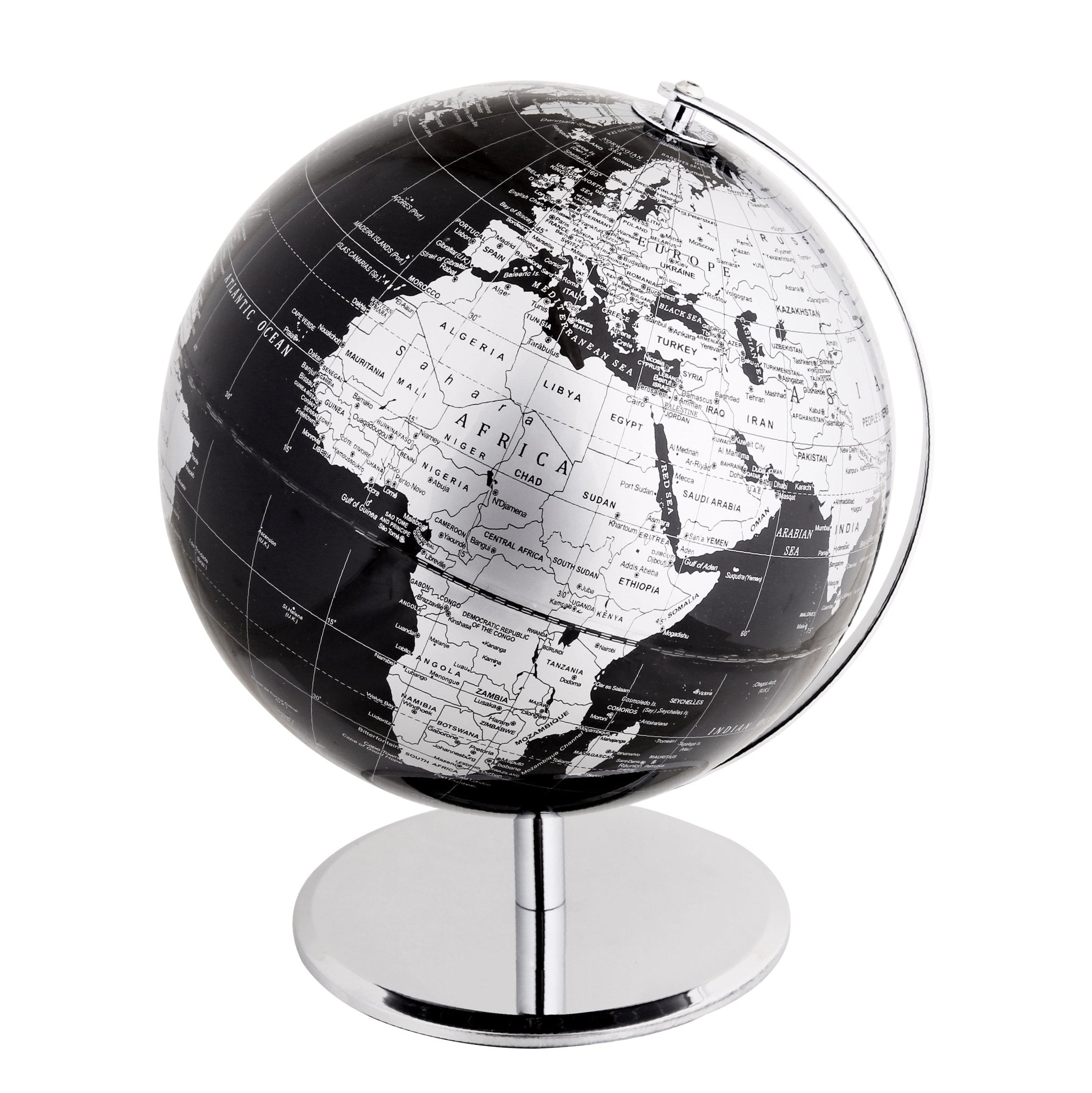 Exerz 25cm World Globe - Metallic Black