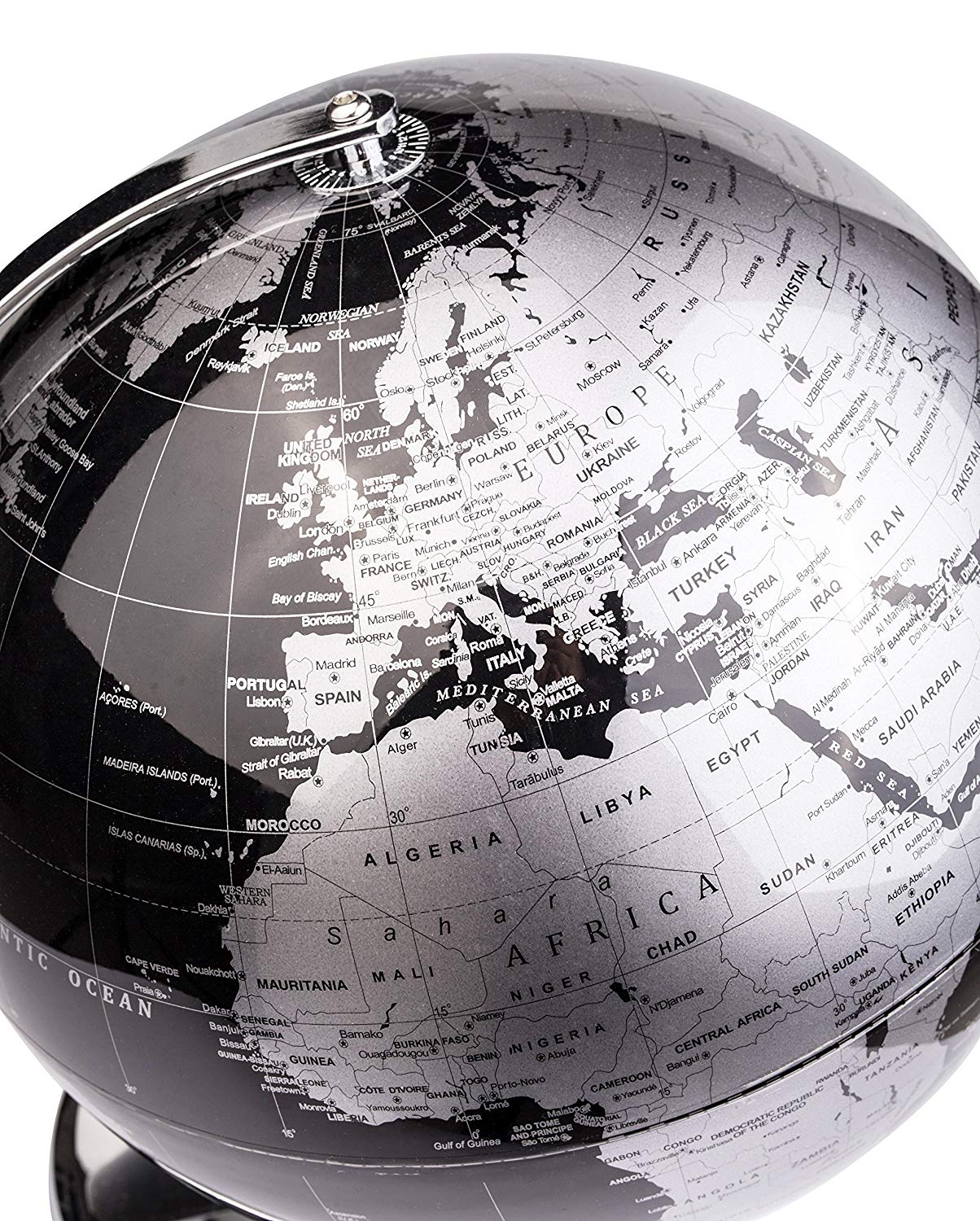 Exerz 25cm World Globe - Metallic Black | Topglobe