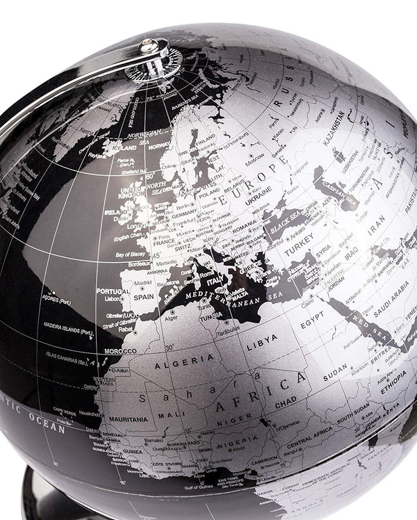 Exerz 25cm World Globe - Metallic Black - Topglobe