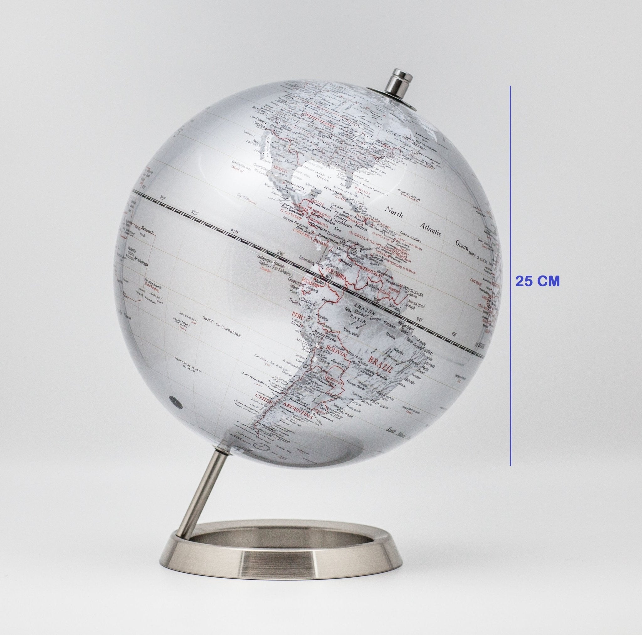 Exerz 25cm World Globe - Metallic Silver | Topglobe