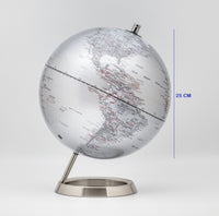 Exerz 25cm World Globe - Metallic Silver | Topglobe