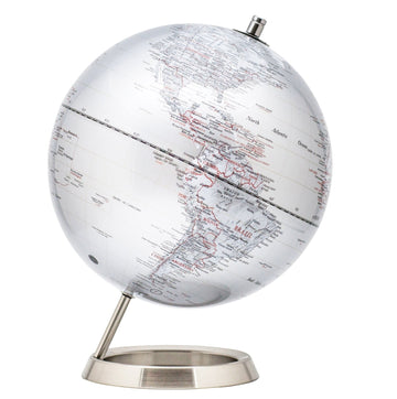 Exerz 25cm World Globe - Metallic Silver