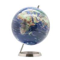 Exerz 25cm World Globe with Stainless Steel Base - Navy Blue - Topglobe