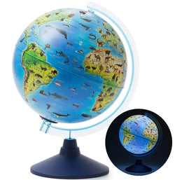 Exerz 25cm Zoo-Geo Illuminated Globe -Physical and Zoo Dual Map