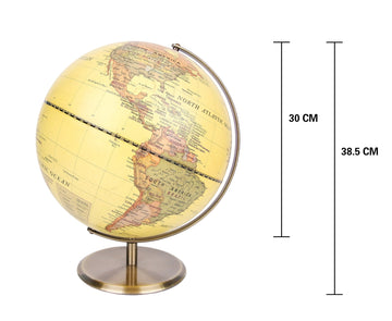 Exerz 30cm Antique Globe Metal Arc and Base Bronzed colour - Modern Map in Antique Colour