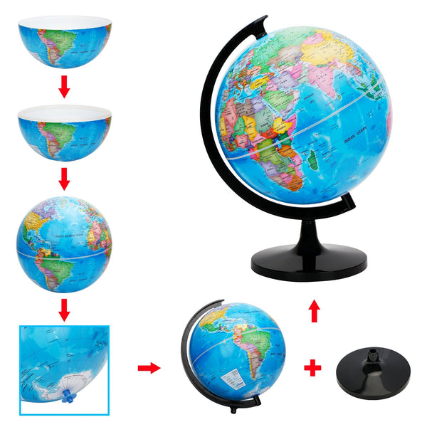 Exerz 30cm Educational World Globe - Self Assembled - Topglobe