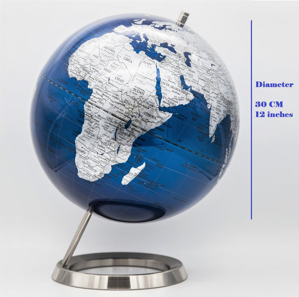 Exerz 30cm World Globe - Metallic Blue - Topglobe