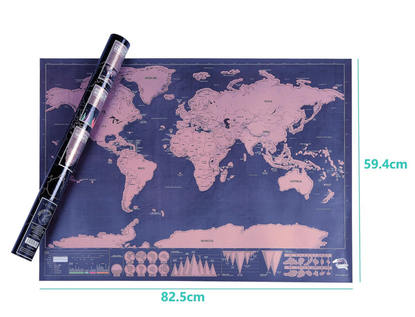 EXERZ Scratchable World Map With Countries & Cities Record and Share Your Journeys - Topglobe