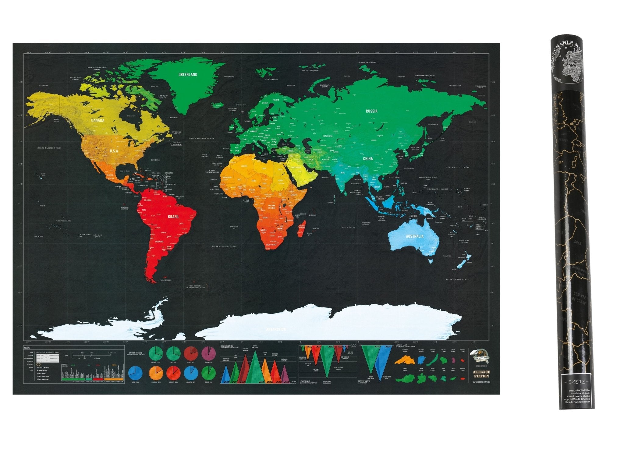 EXERZ Scratchable World Map With Countries & Cities Record and Share Y