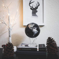 MOVA Silver and Black Metallic 11.5cm World Globe - Topglobe