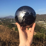 MOVA Silver and Black Metallic 11.5cm World Globe - Topglobe