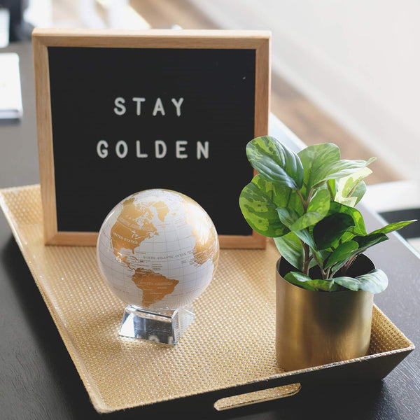 Mova World Globe 11.5cm White and Gold - Topglobe