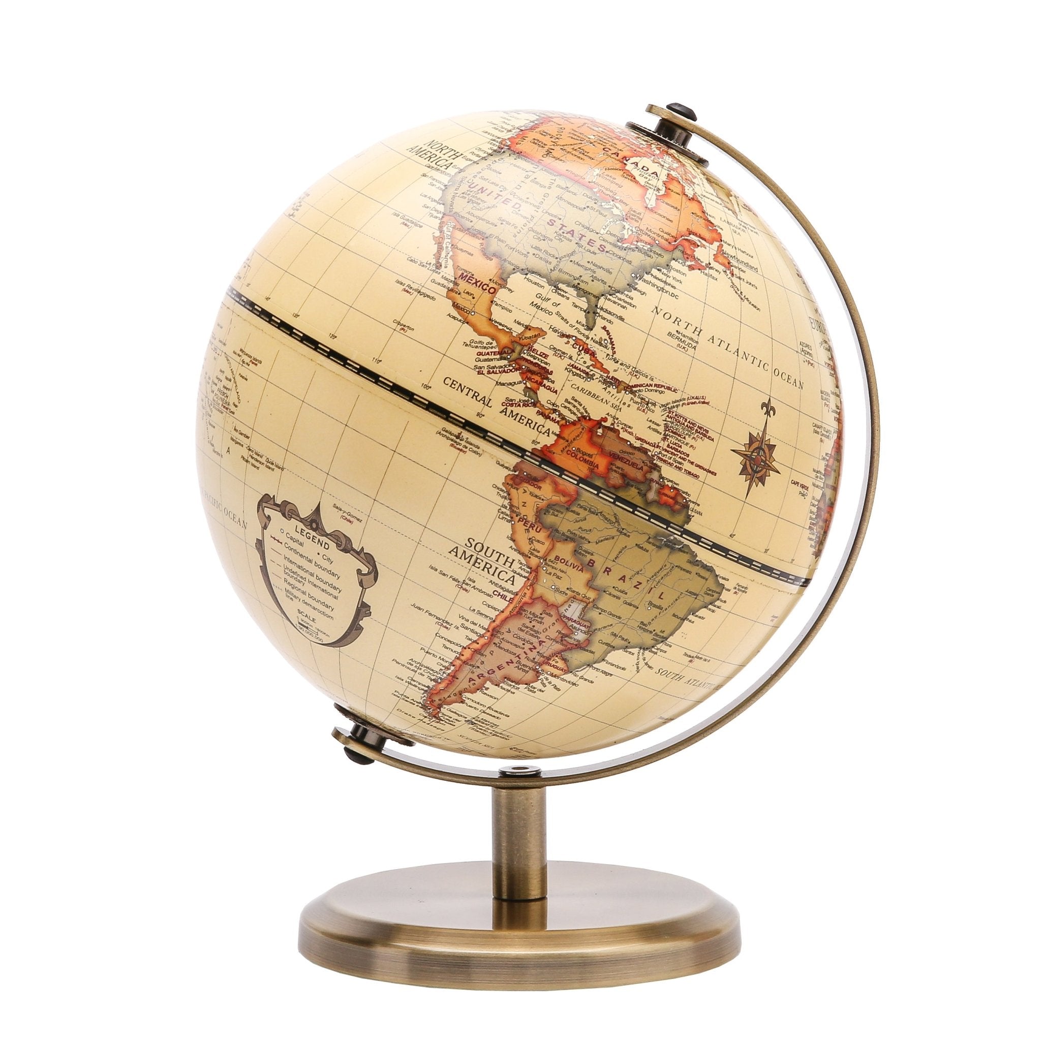 Topglobe 14cm Antique World Globe - Modern Map in Antique Look